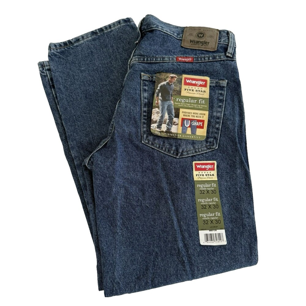 Wrangler Five Star Jeans Mens 32x30 Regular Fit Straight Leg U Shape 96501DS NWT